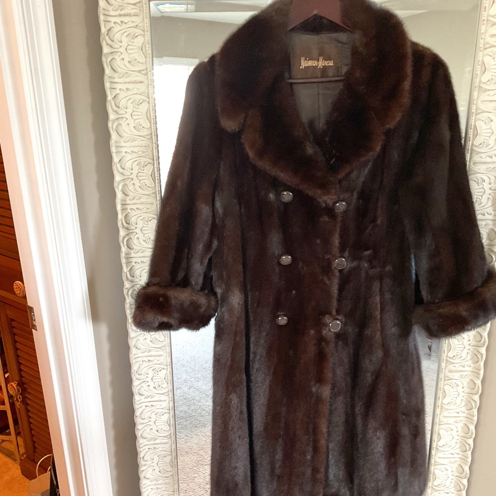 Mink Coat- Dark Brown, just below the knee